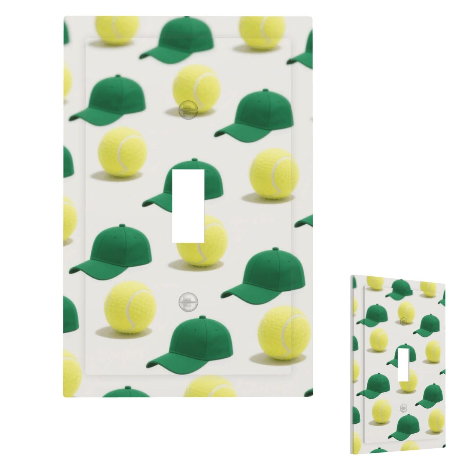 Fekiloot Single Toggle Tennis Wall Plate Cover Modern Decorative 1 Gang Light Switch Cover Unbreakable Receptacle Outlet Covers For Living Room Bedroom Home Decor