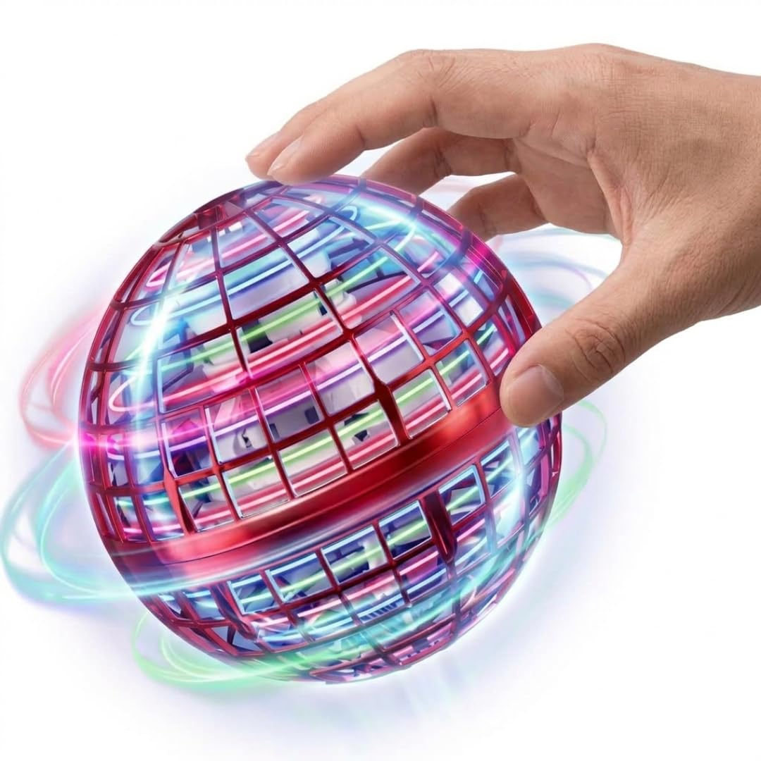 Kahaf Flying Ball Space Orb Ball Toy Auto Spinning Floating Magic LED Flying Ball Hand Boomerang Hover Orb Ball Mini Drone UFO Boomerang Boy Girl Toy Gift