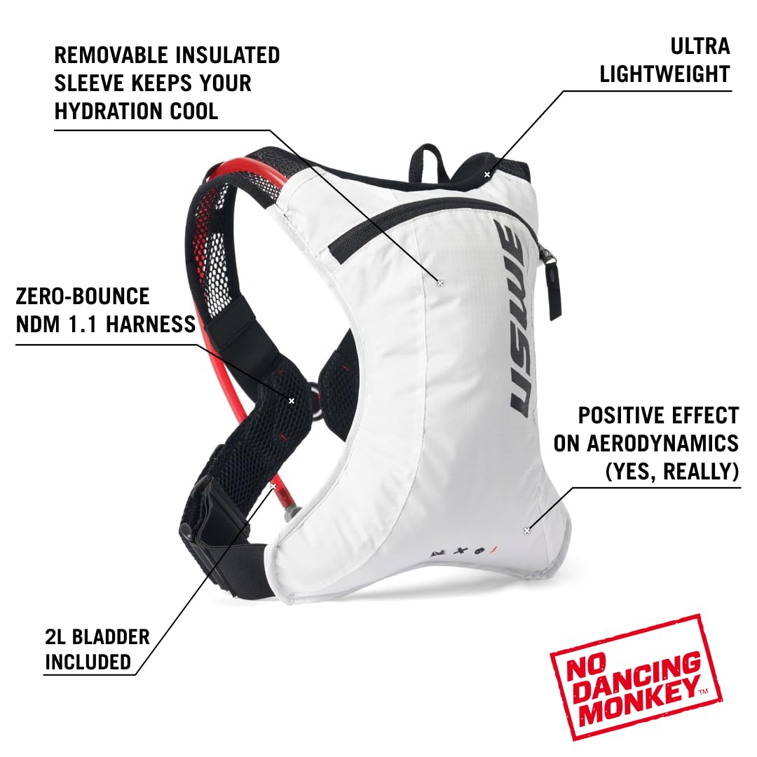 USWE Race 2.0, Ultra Lightweight Hydration Backpack with 2.0L / 70oz Water Bladder, Leak Proof Pack for Gravel MTB, Running - Image 3