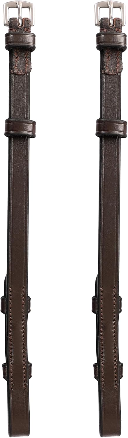 Exion Cheek Pieces for Horse Bridle, Hook Fastening (5/8", 16mm), Matching Stitching, Replacement Cheek Piece | Bridle Accessories | Flat Leather Bridle Cheek Pieces