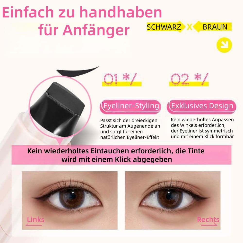 Aluvéa Eyeliner-Stift Wasserfest & Schweißfest, Schnell Trocknend Eyeliner Stempel Set - Natürlich, Lang Anhaltend, One - Touch - Formung - Augen Make - Up Tool für Party & Unterwegs