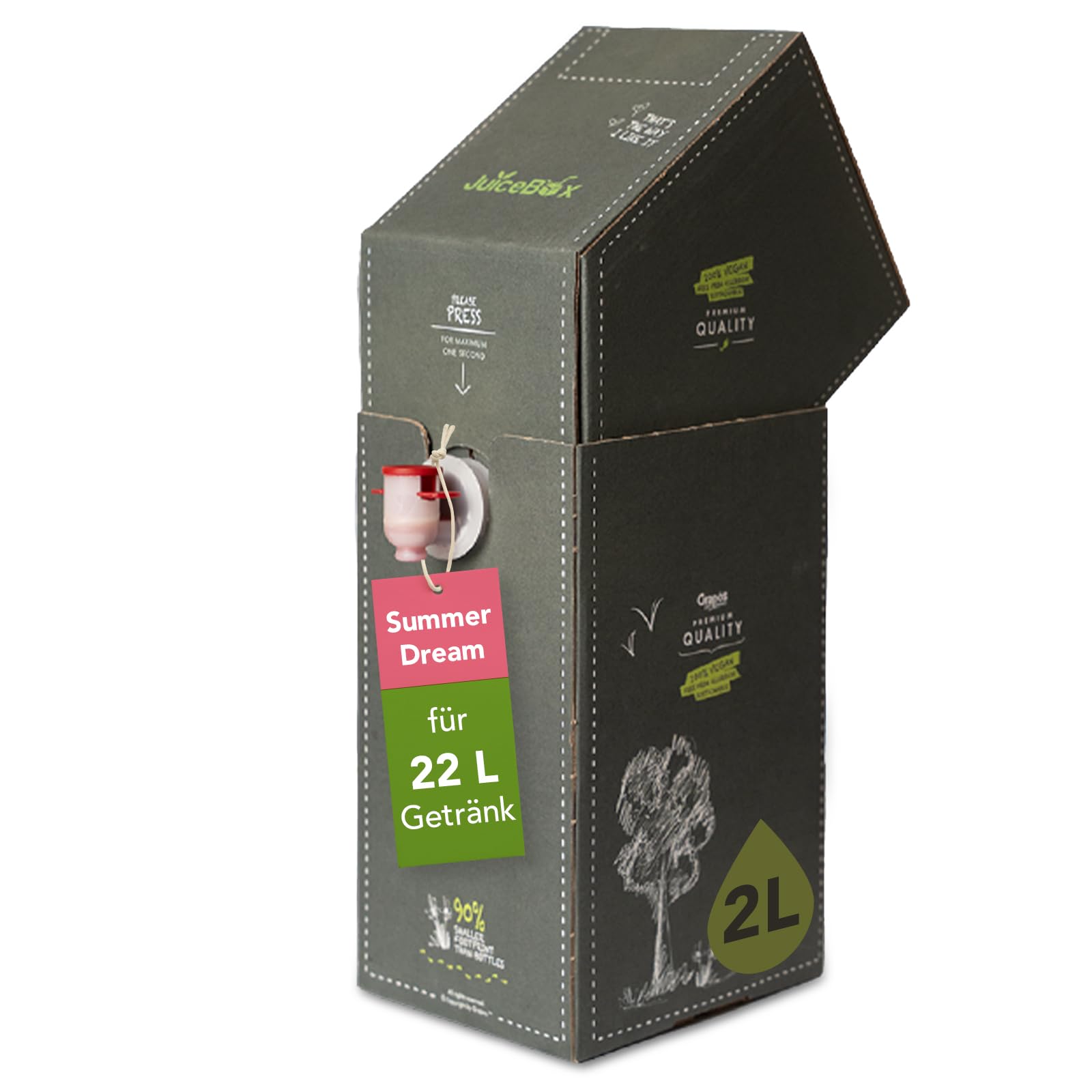 JuiceBox Sirup Original Summerdream – Getränkesirup zum Mischen mit Wasser – 2 L ergibt 22 L fruchtiges Getränk – Vegan & Fruchtig lecker