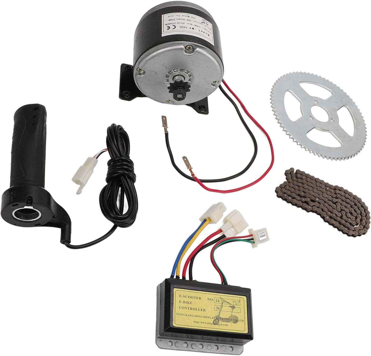 High Speed Electric Gear Motor, 12V 250W 2750RPM Electric DC Motor with Controller Throttle Grip for Electric Scooter, Motorcycle, Karts