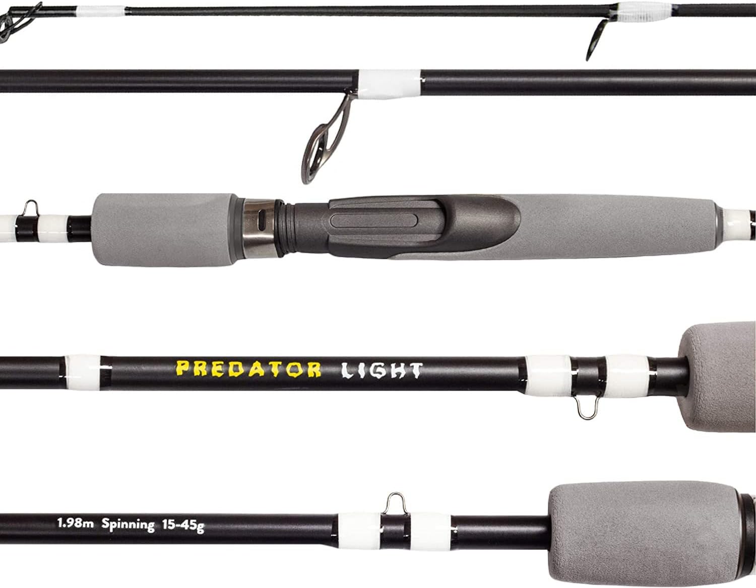 FISHINGGHOST® Predator Light Fishing rod 1,98m, 15-45g - Fishing Rod - Spinning Rod - Direct power transmission for pike, pike-perch, perch, trout, char