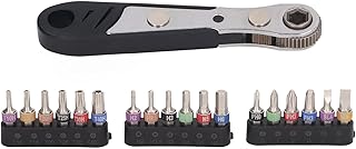 XHTLLO 19 in 1 Right Angled Ratchet Screwdriver, 16 Tooth Reversible Ratchet Wrench with Screwdriver Bits, Portable Ratchet Spanner Bit Set, Ratchet Wrench