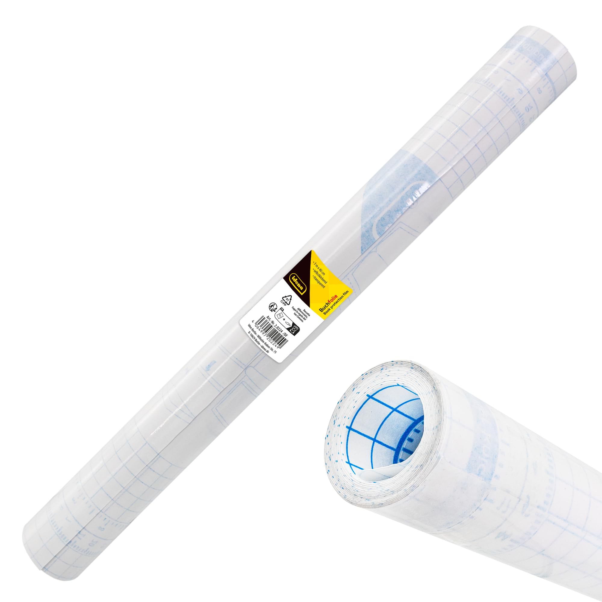 Idena 20224 - Buchfolie selbstklebend transparent, 1 Rolle 3 m x 40 cm, Dicke 50 µ, Buchumschlag aus Kunststoff - 2