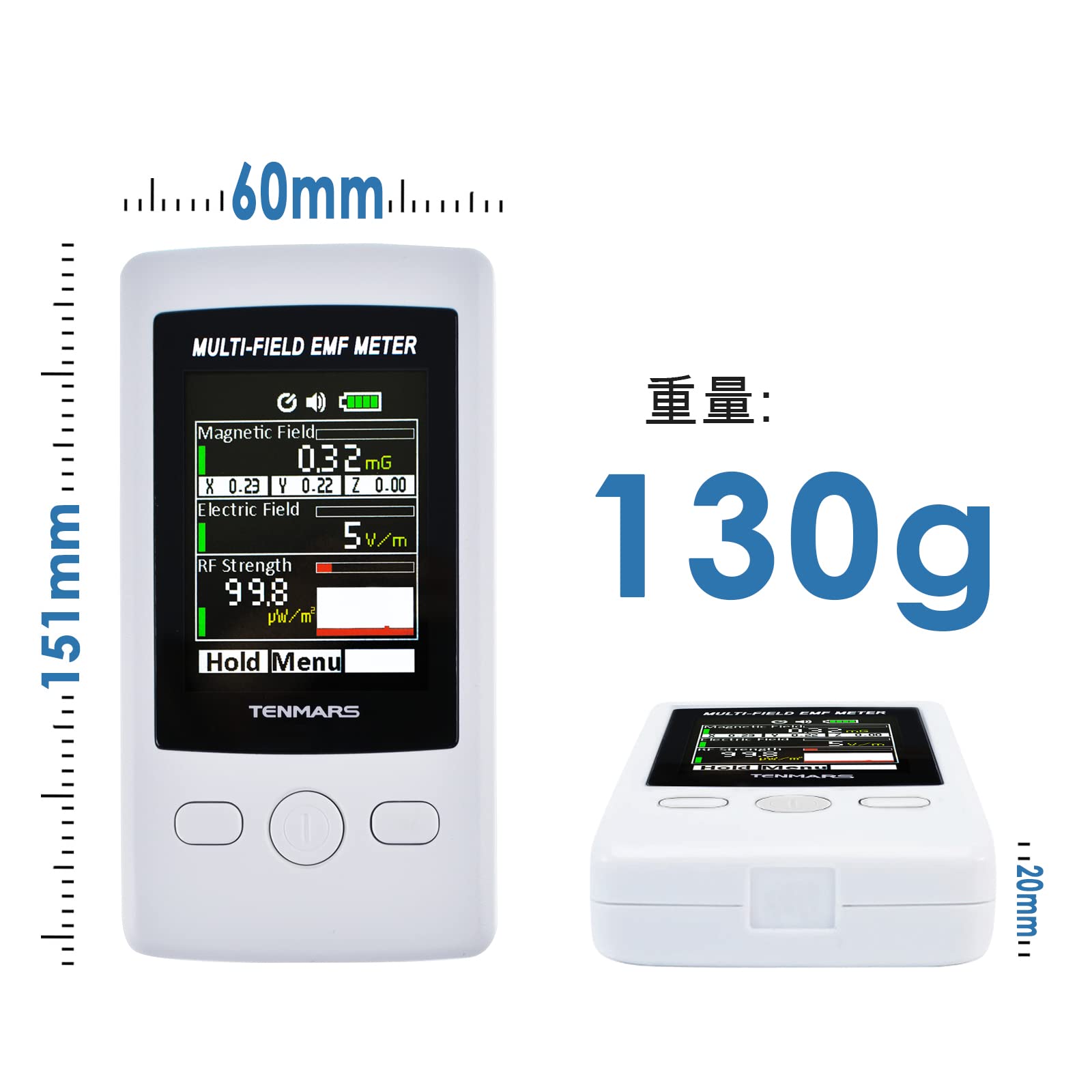 Multi-campo EMF ELF Medidor de mano RF Gauss Meter 0.02-2000mG (0.02 a 200 uT)