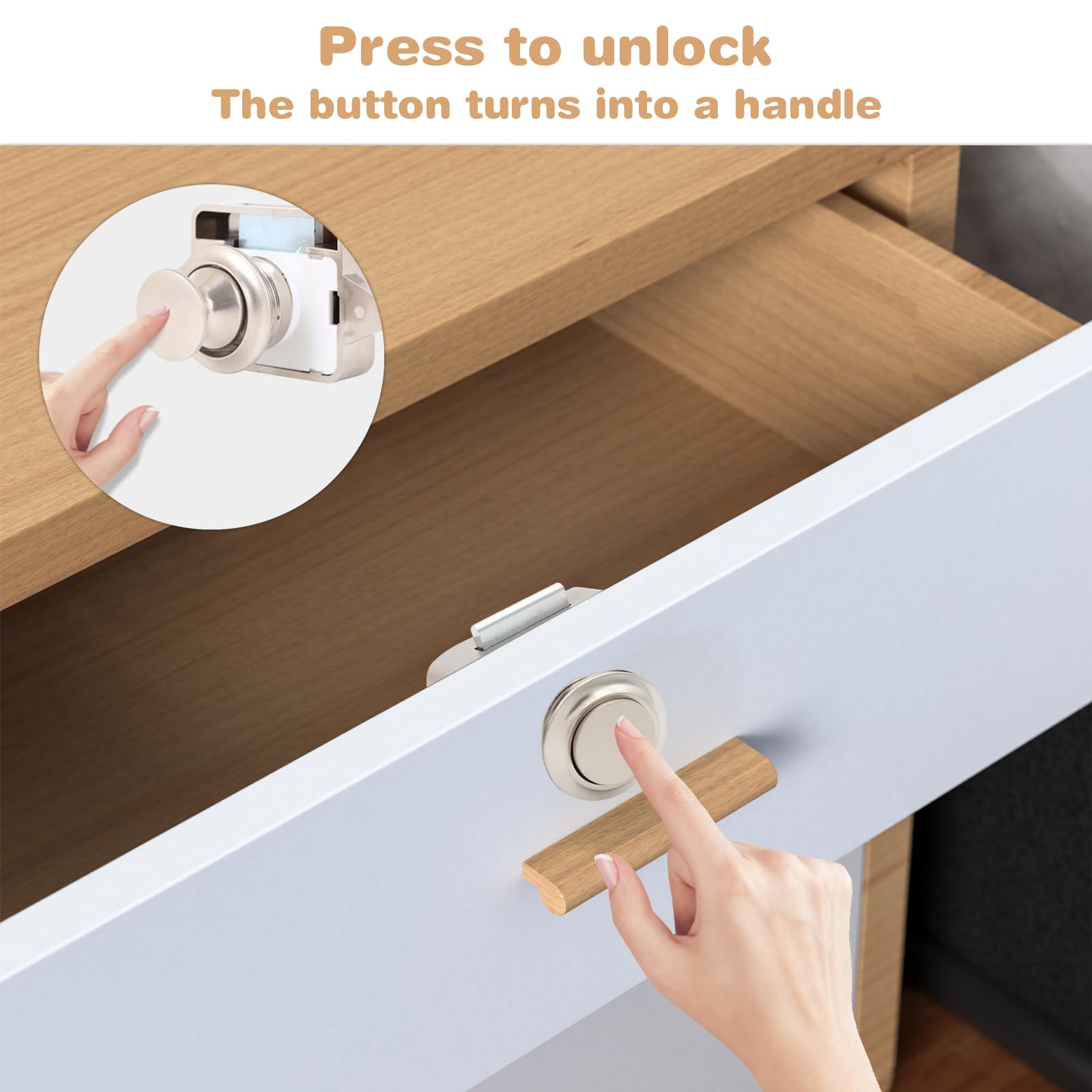 COHEALI Lot De 2 Loquets à Bouton-poussoir Sans Clé Pour