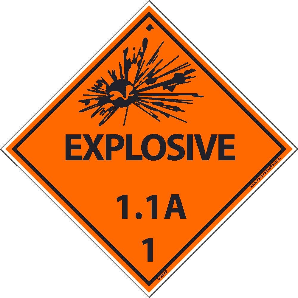 DL88ALV National Marker Dot Shipping Label, Explosive 1.1A, 1, 4 Inches x 4 Inches, Ps Vinyl, 500/Roll