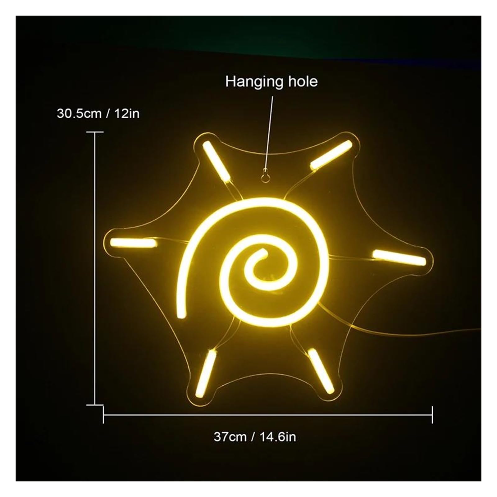 XENITE Luces Art Decoration Christmas Letrero De Neón Con Forma De Sol, USB, Con Interruptor, Luces Colgantes De Pared, Decoración Artística Para Fiestas, Vacaciones, Para El Hogar 37x30.5cm