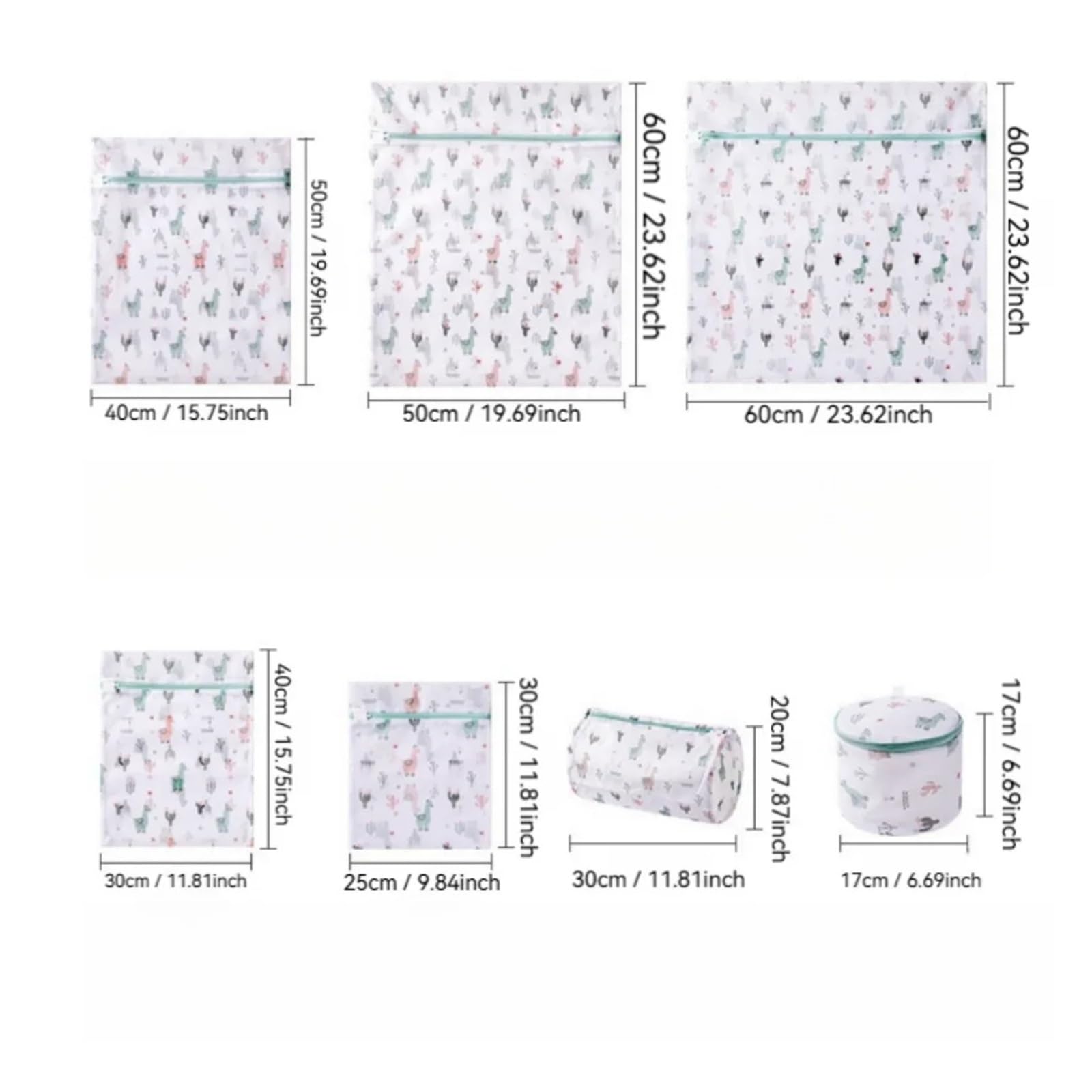 7 unids/set bolsas de lavandería malla duraderas, compatibles con prendas delicadas lavado ropa cremallera, chaquetas, vaqueros, blusas, toallas baño