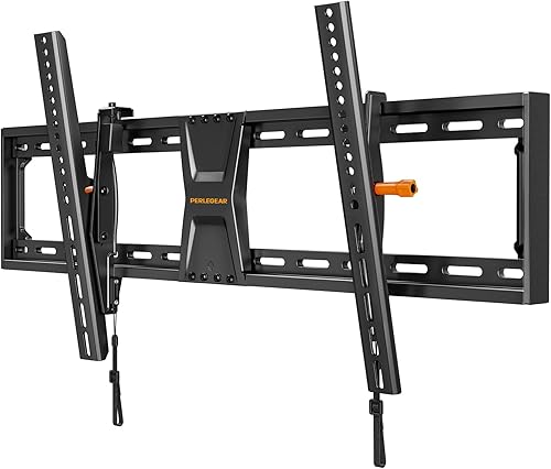 Perlegear Soporte de pared inclinable para televisores de 42 a 90 pulgadas con ajuste de nivelación, VESA máximo de 31.496 x 15.748 in, soporte de