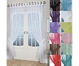 John Aird Pair Of Woven Voile Tab Top Curtain Panels. Tiebacks Included (White, 58" Wide x 90" Drop)