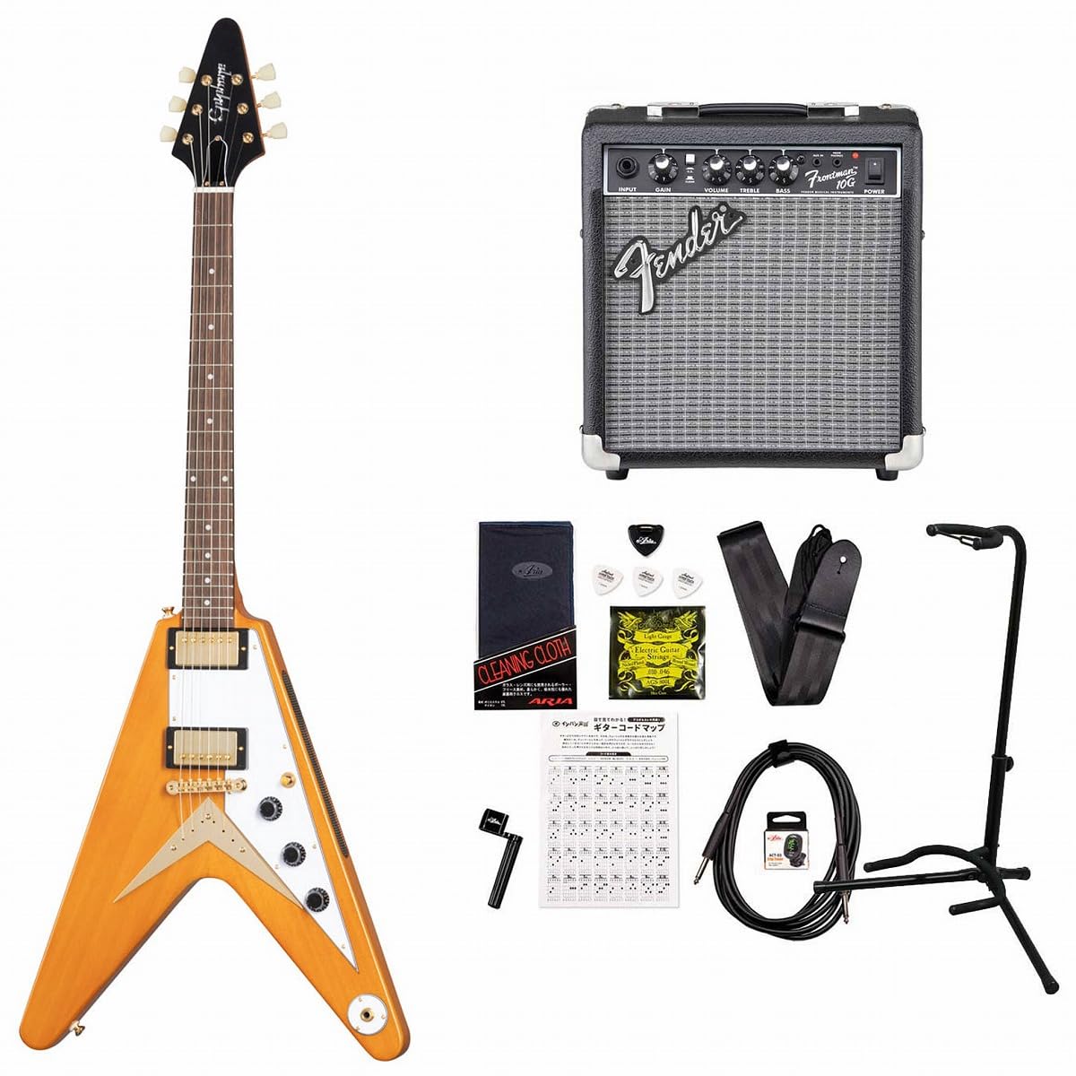 Amazon | Epiphone / 1958 Korina Flying V (White Pickguard) Aged 