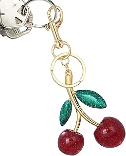 女性用チェリーカーキーホルダー、チェリーバッグチャーム,ジュエリー女性用チェリーチャーム | キーリングとクリップ付きグリッターチェリーバッグチャーム 男の子、家族、男性、女性用