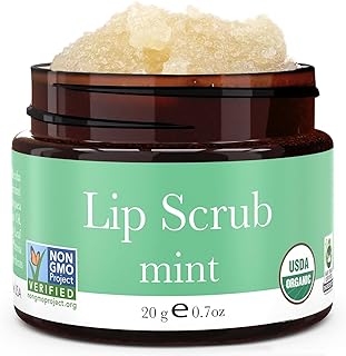 Organic Lip Scrub Mint - USA Made Sugar Lip Scrubs Exfoliator with 100% Natural & Organic Ingredients, Dry Lips Exfoliator Scrub for Softer, Smoother, & Moisturized Lips, Perfect Self Care Gifts