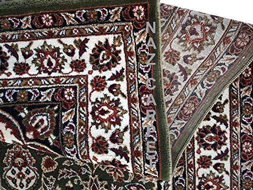 Image of Kashmiri Traditional Woollen Carpet with Advanced 1 Inch Thickness & Classical Look 60x180cm (2x6 Feet) Color Green