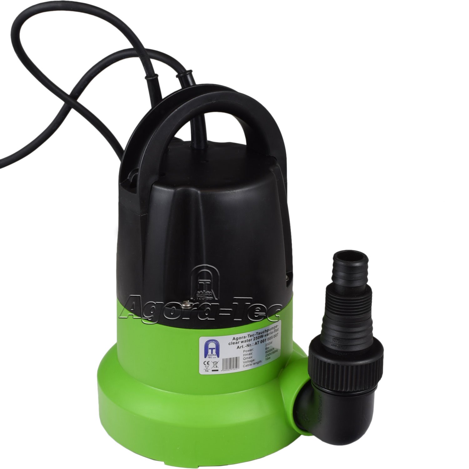 Pompe Débit 6000l/h Pompe Submersible AGORA-TEC 250W - Eau Claire - Aspiration Plate 1mm Pompe Eau Claire AGORA-TEC 250W Aspiration Plate 1mm 6000l/h