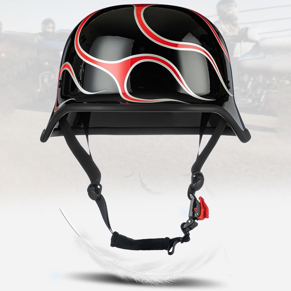 Halbschalenhelm mit ECE Genehmigt, Brain-Cap Halbhelm Retro für Erwachsene Herren Damen - Roller, Scooter, Jet-Style