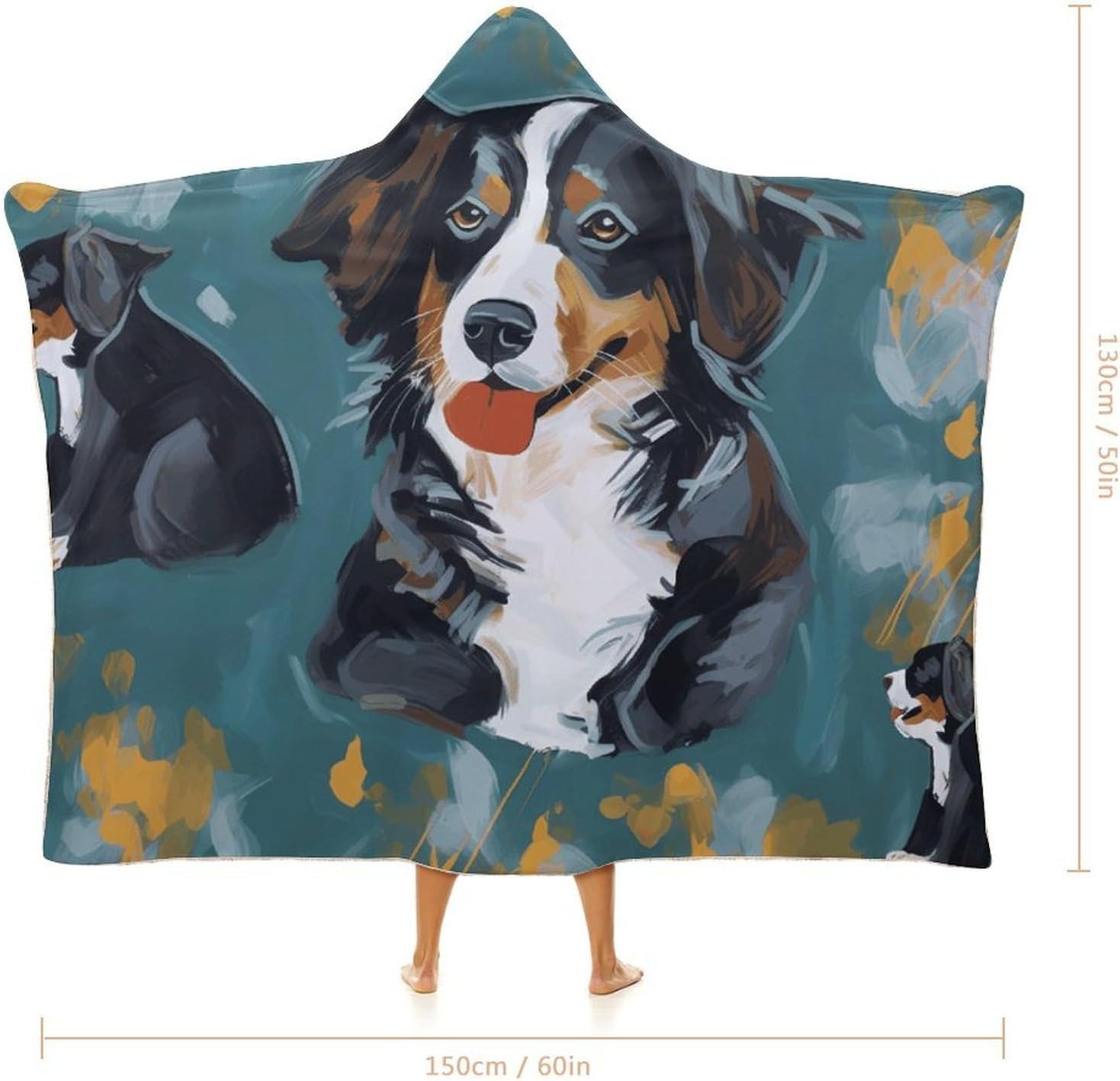 Dog Wearable Hooded Blanket, Ultra Soft Arctic Velvet Cape Cloak Unisex - Cozy Wearable Blanket