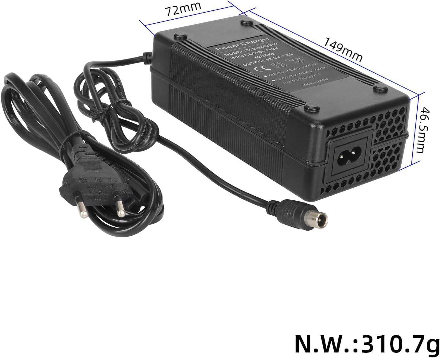 Caricatore 54,6 V 2 A per ENGWE EP-2 Pro Engine Pro Bike e scooter E caricatore di ricambio con cavo di ricarica, caricatore rapido, batteria al litio adattatore