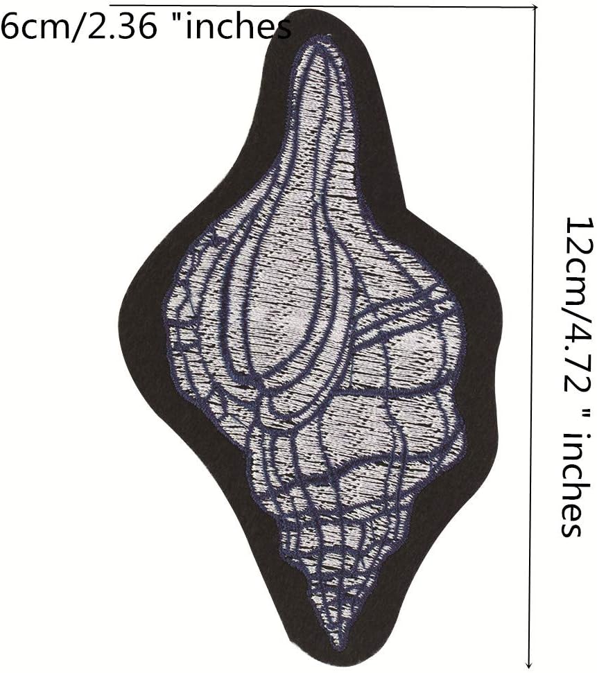 1set/5pc Seahorse Embroidered Patch Hippocampus Applique Marine Shells, Conch Iron on Patches for Jeans Bags Appliques Parches