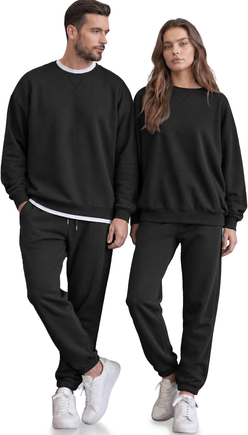 COOFANDY Men's Sweatsuit Set Fleece Crewneck Sweatshirt and Jogger Pants