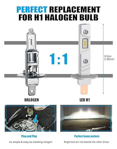 Miniatura 7 de CHOPDARK Kit de conversión de bombillas LED H1 de haz alto y bajo para automóvil motocicleta antiniebla DRL 24 W sin ventilador repuesto halógeno