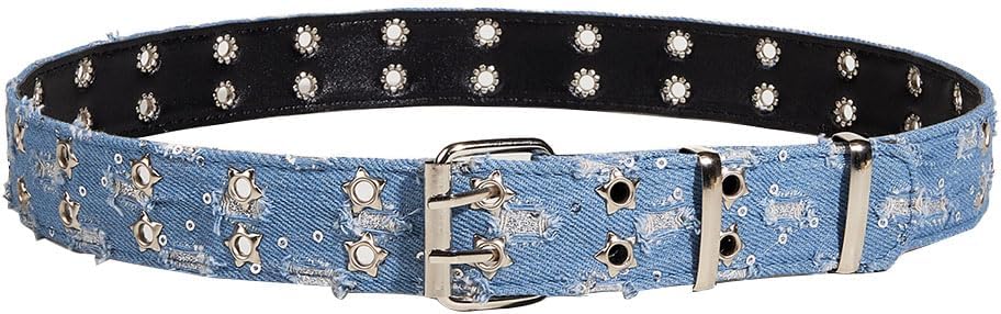 Fashion Denim Blue PU Leather Waist Belts Sequin for Women Ladies Cowgirl for Pants Jeans Dresse