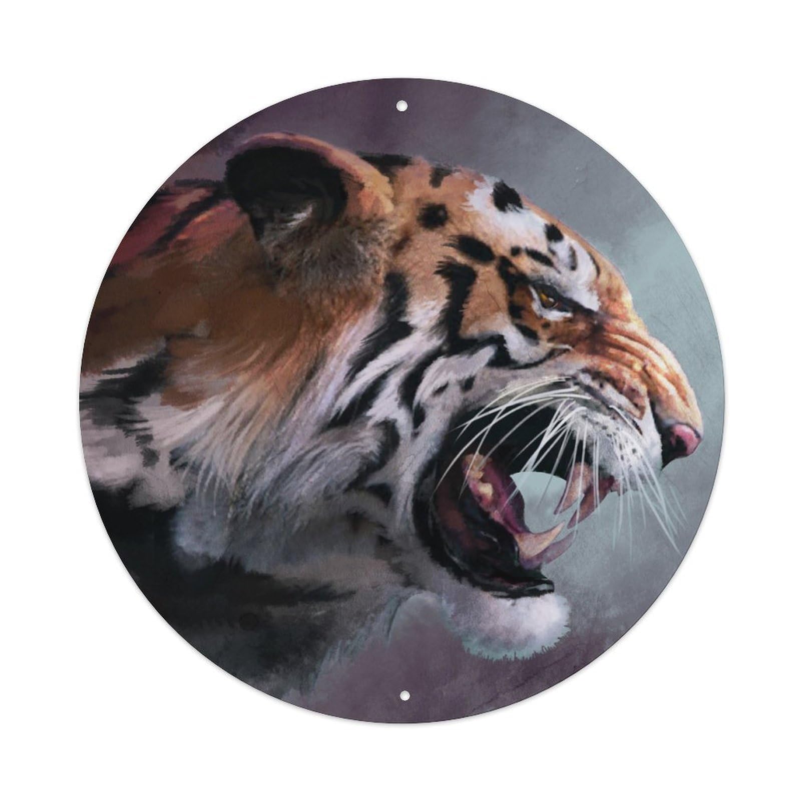 Tiger's Roar Animal Vintage Metal Tin Sign Plaque Wall Decor for Cafe, Club, Garden Round Metal Poster 8x8Inch