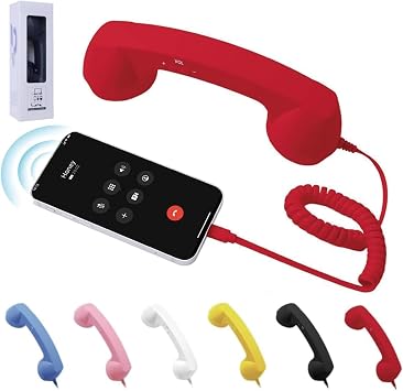 Retro Phone Handset for iPhone, Retro Phone Handset USB C, Vintage Type-C Telephone Receiver, Clear Audio Plug & Play for Calls & Video Chats Red, Type-C