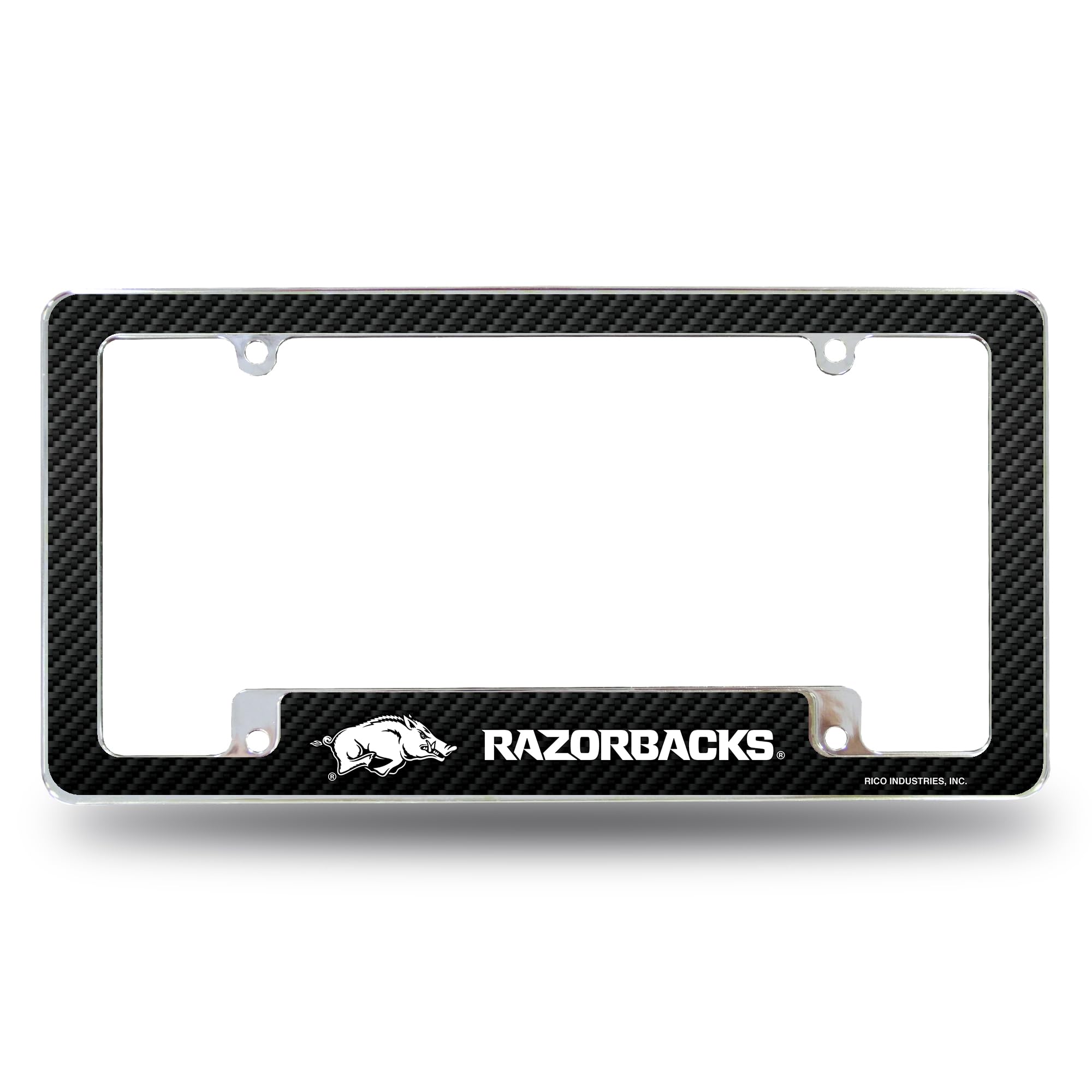 Rico Industries NCAA Carbon Fiber 12" x 6" Chrome All Over Automotive License Plate Frame for Car/Truck/SUV