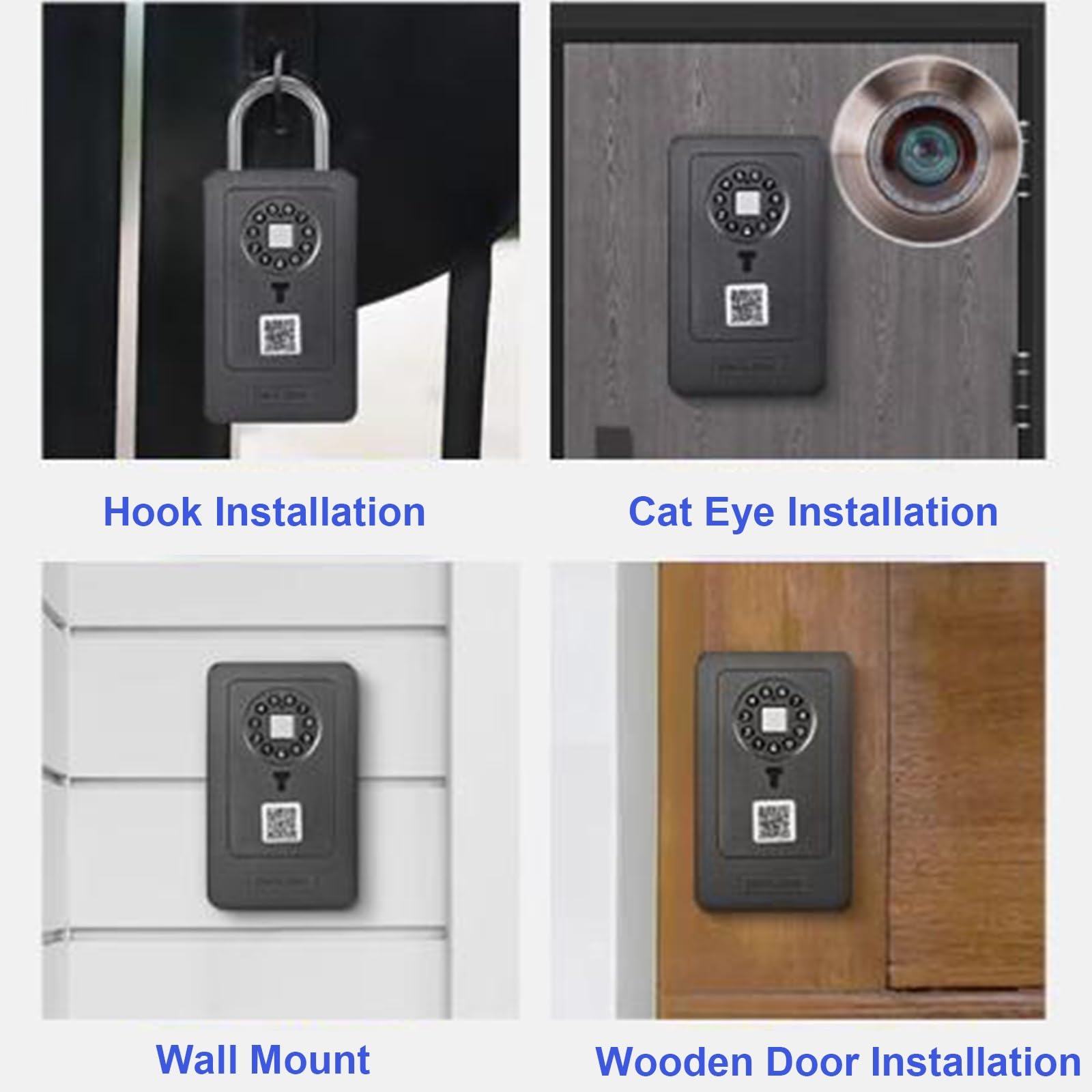 Cassetta per Chiavi con Impronta Digitale/Codice Digitale, Cassaforte Porta Chiavi da Esterno con 9 Cifre Combinazione Codice, per Portoni Vecchi, Ideale per, Appartamenti, Ville