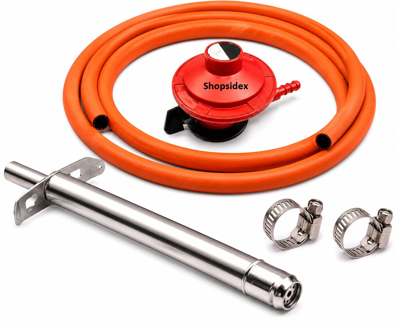 Gas Regulator Combo Pack with 2 Clamps, 1.5 Meter Pipe, Lighter, Red Aluminium, Standard Size, Pack of 5, Universal Compatible, Kitchen Safety-image-41