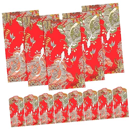 EXQUIMEUBLE 20個春節用紙製赤い封筒 和風花柄 結婚式お祝い用 お年玉袋 珍しい