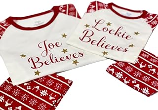 Personalised Children's Christmas Pyjamas - Red Winter Long Sleeve Pyjamas with Kid Name - Custom Matching Christmas PJS Set & Kids Grows - Holiday Gifts for Kids-Girls-Boy-Toddler (6-7 Yrs, pyjamas)