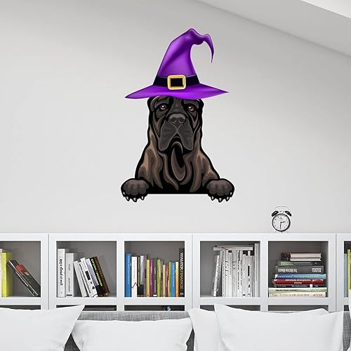 Miniatura 4 de Calcomanías de Halloween de bruja Presa Canario, calcomanías de pared de bienvenida de Halloween, calcomanías de pared de perro Presa Canario,