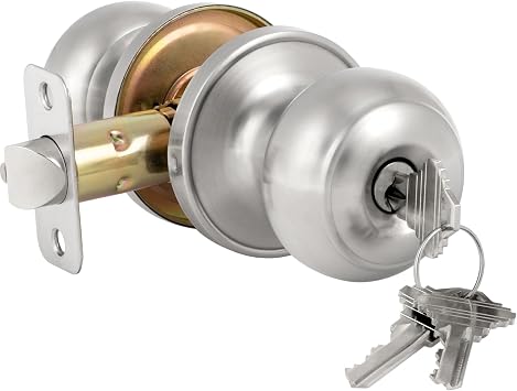 HOSOM Door Knob with Lock and Key, Keyed Entry Door Knob, Exterior and Interior Door Lock for Front Door Commercial and Residential Area, Entry Door Handle for Bedroom and Bathroom