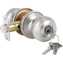 HOSOM Entry Door Knobs with Lock and Key, Keyed Entry Door Knob, Exterior and Interior Door Lock for Front Door Commercial and Residential Area, Satin Nickel, 1 Pack