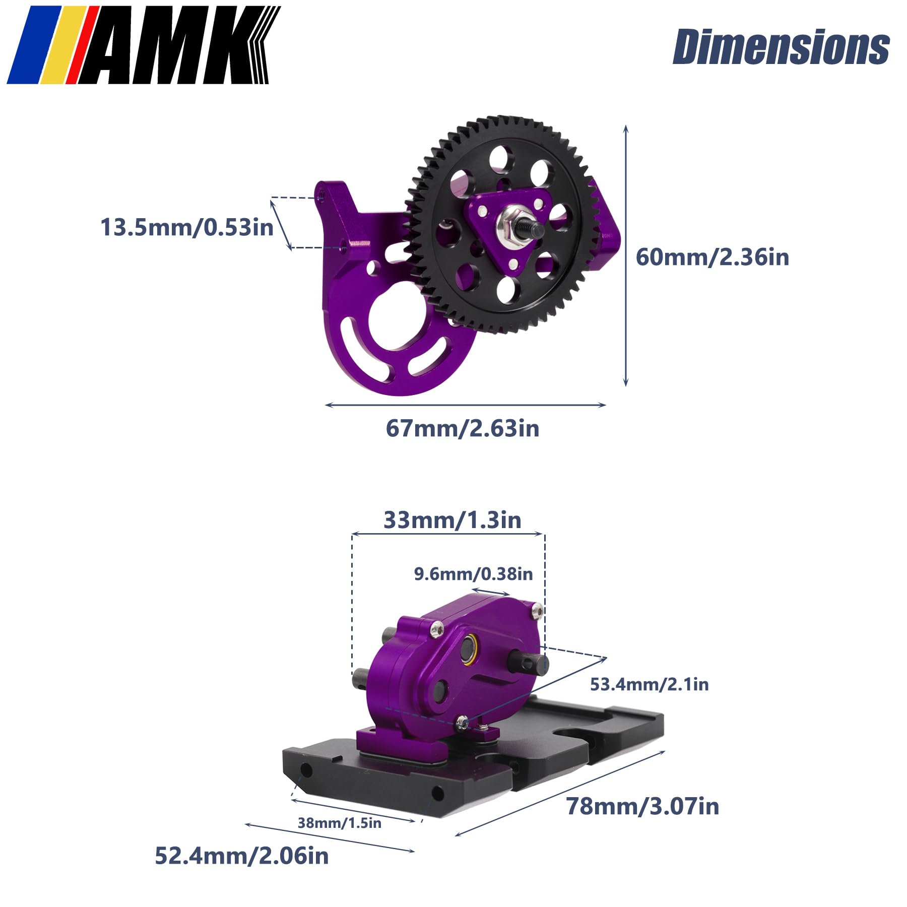 AMK 1/10 Scale Transmission Kit OD Transfer Case Gearbox 