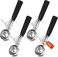 Reallnaive 4-Pack 1 oz Stainless Steel Trigger Release Cookie Scoops - Ice Cream Scoopers for Effortless Portion Control & Baking Dough (Black)