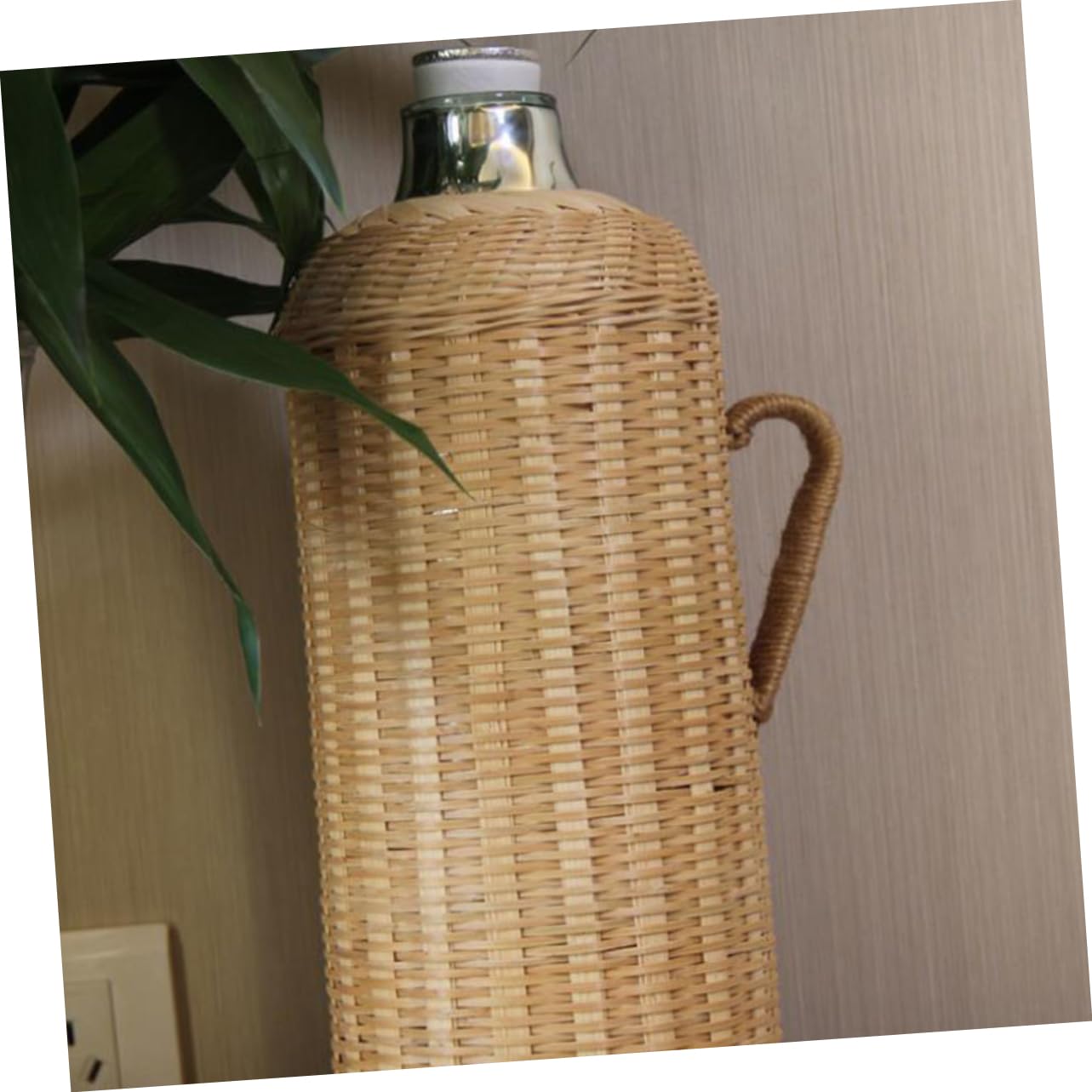 Bottiglia Termica in Vetro e Bambù Rattan da 2l, Stile Retrò