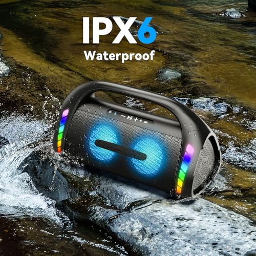 Image of LFS Bluetooth Speaker,100W Loud Speakers Bluetooth Wireless with Deep Bass, LED Lights, IPX6 Waterproof, 30H Playtime, Portable Outdoor Speaker Boombox for Camping,Beach, Party