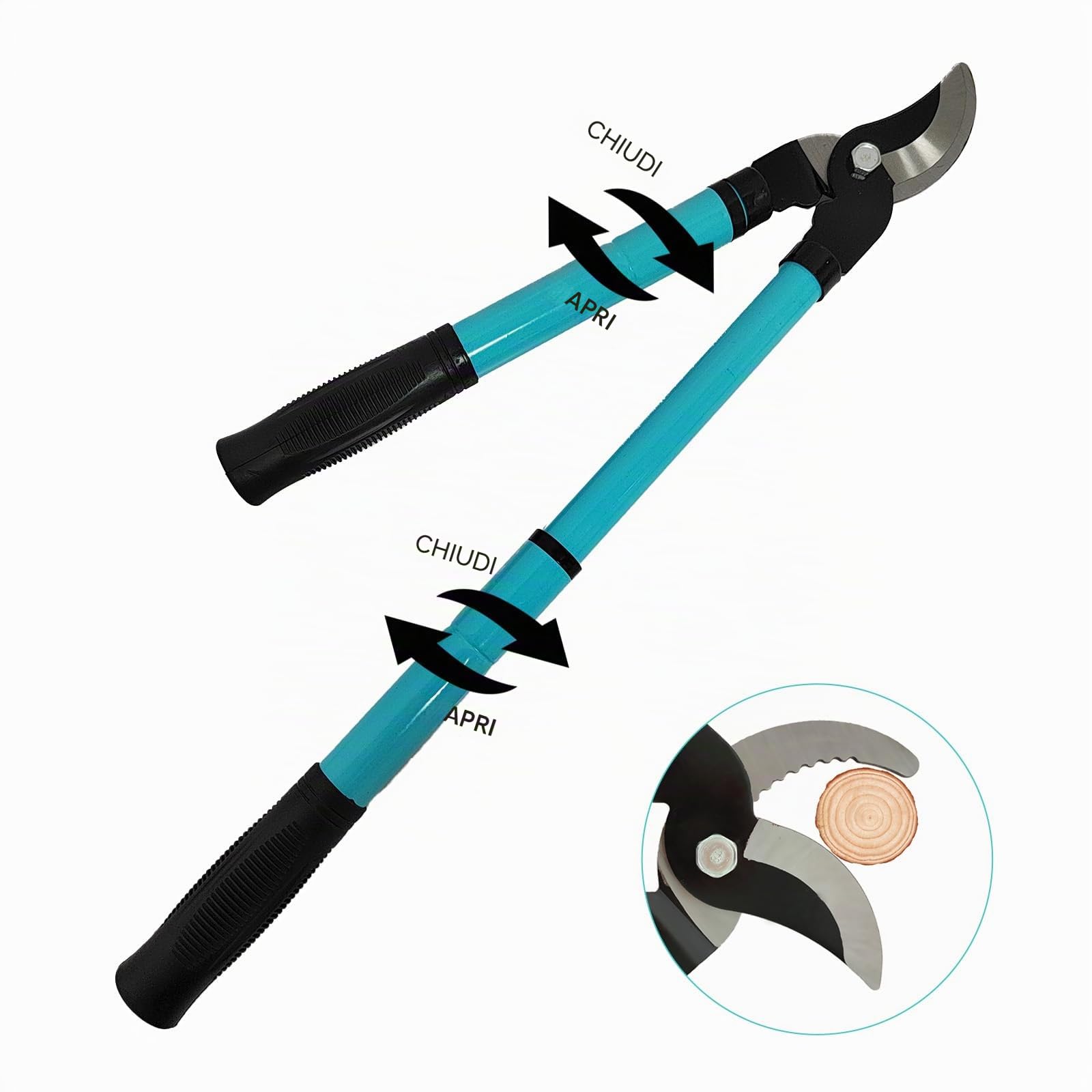 Cesoie Troncarami Telescopiche 41-59 cm, Troncarami Leggeri con Lame Affilate in Acciaio SK-5 con Rivestimento Antiaderente per Tagliare Legno Fresco Fino a 40mm di Diametro
