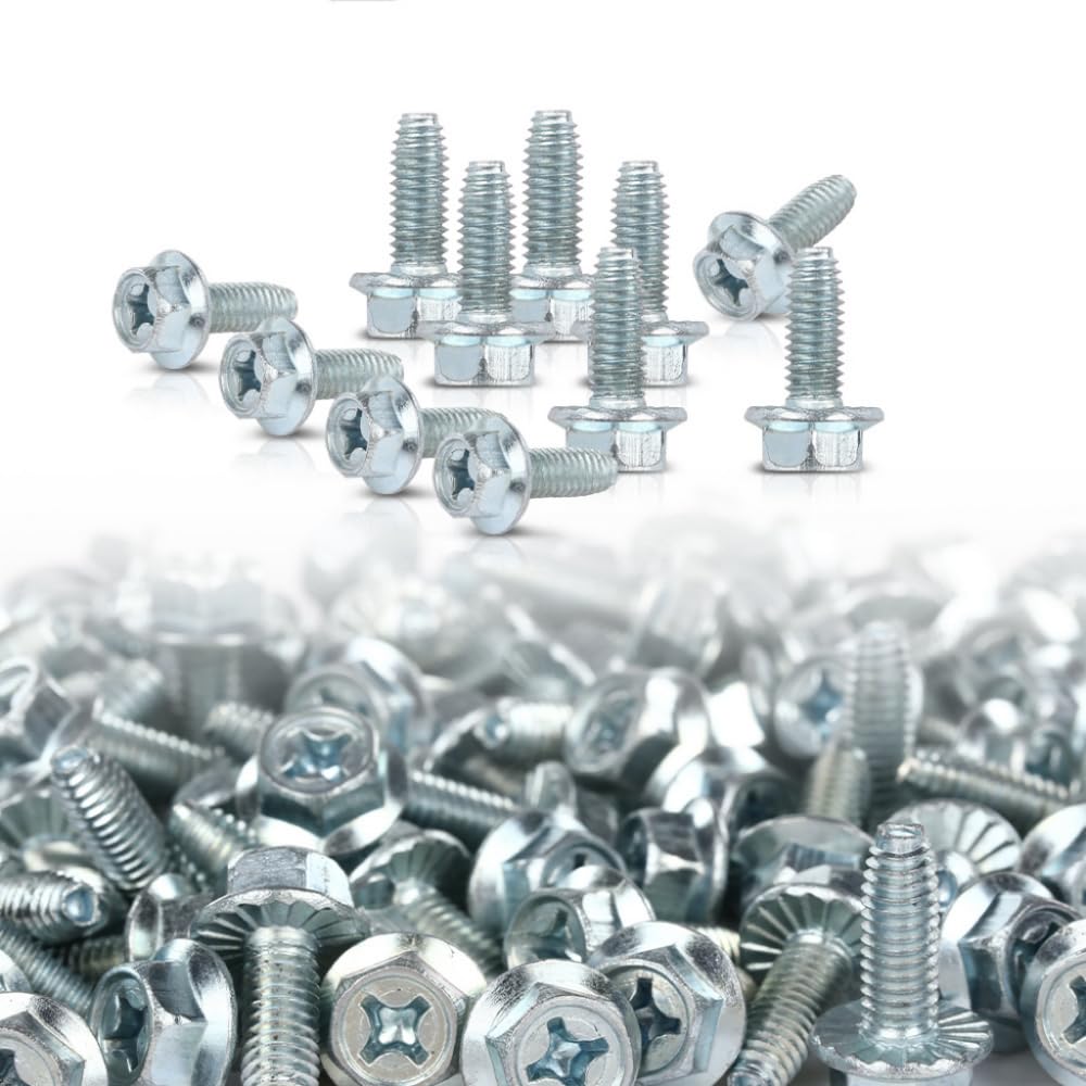 CNNELL License Plate Screws for American Cars #14x 3/4" (#1620), Hex/Phillips/Flat 100Pcs