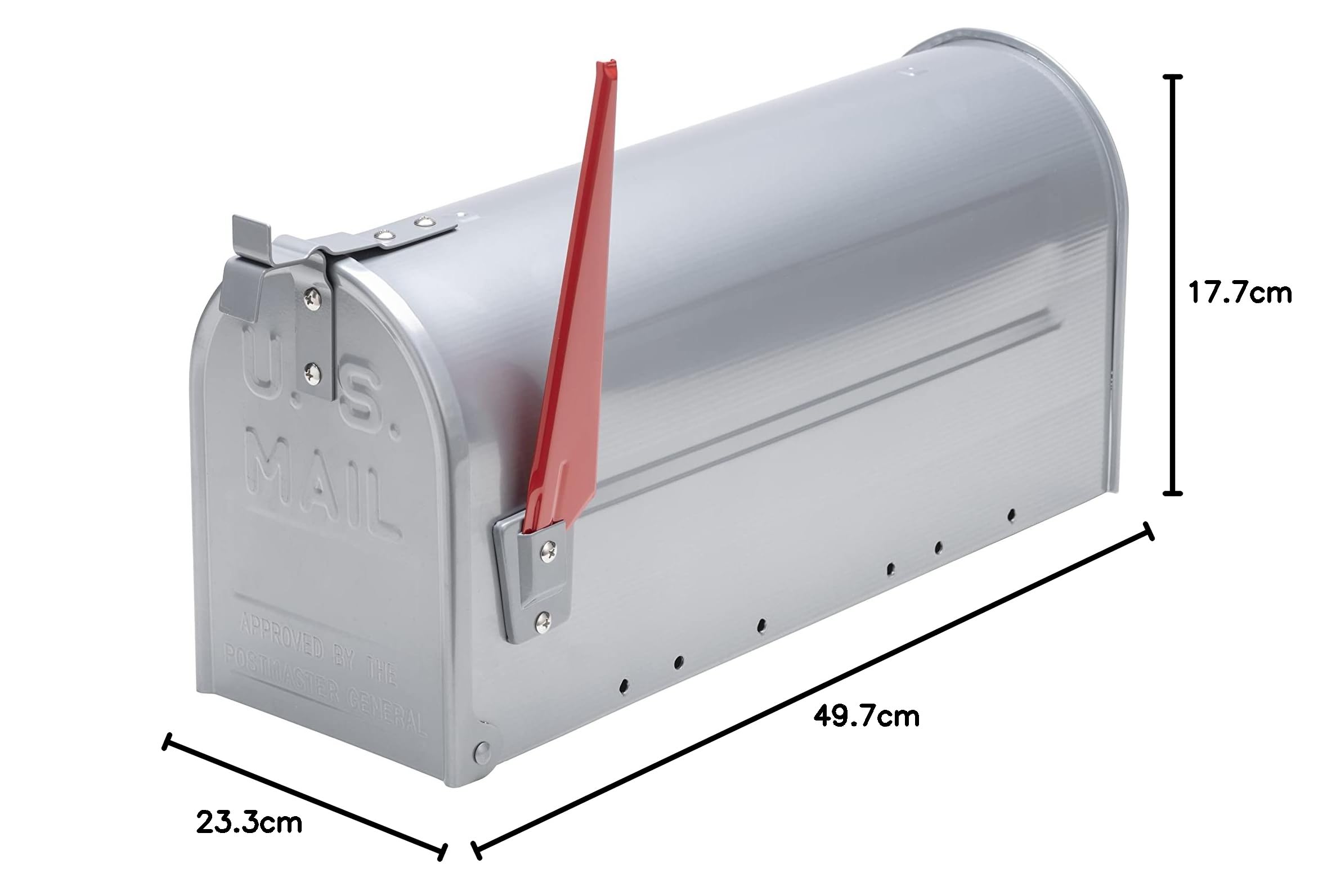 BURG-WÄCHTER Amerykańska skrzynka na listy, U.S. Mailbox z obrotową flagą bez plakietki na nazwisko, Aluminium, US-Box 892 ALU