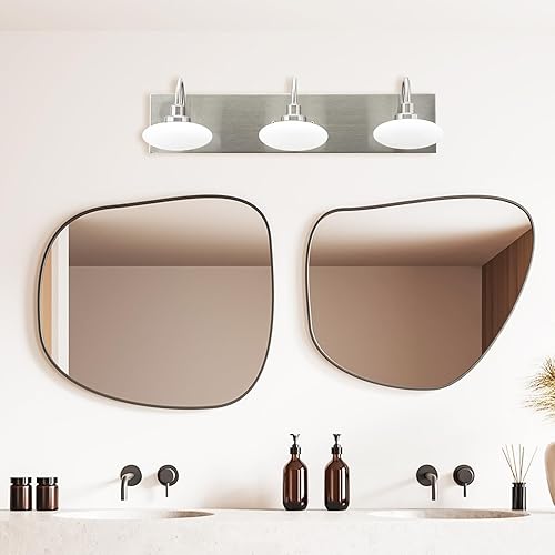 Miniatura 5 de Lámpara LED de níquel cepillado, lámpara de tocador de baño de 3 luces, luz de baño sobre espejo, lámpara de tocador moderna para baño, pasillo,