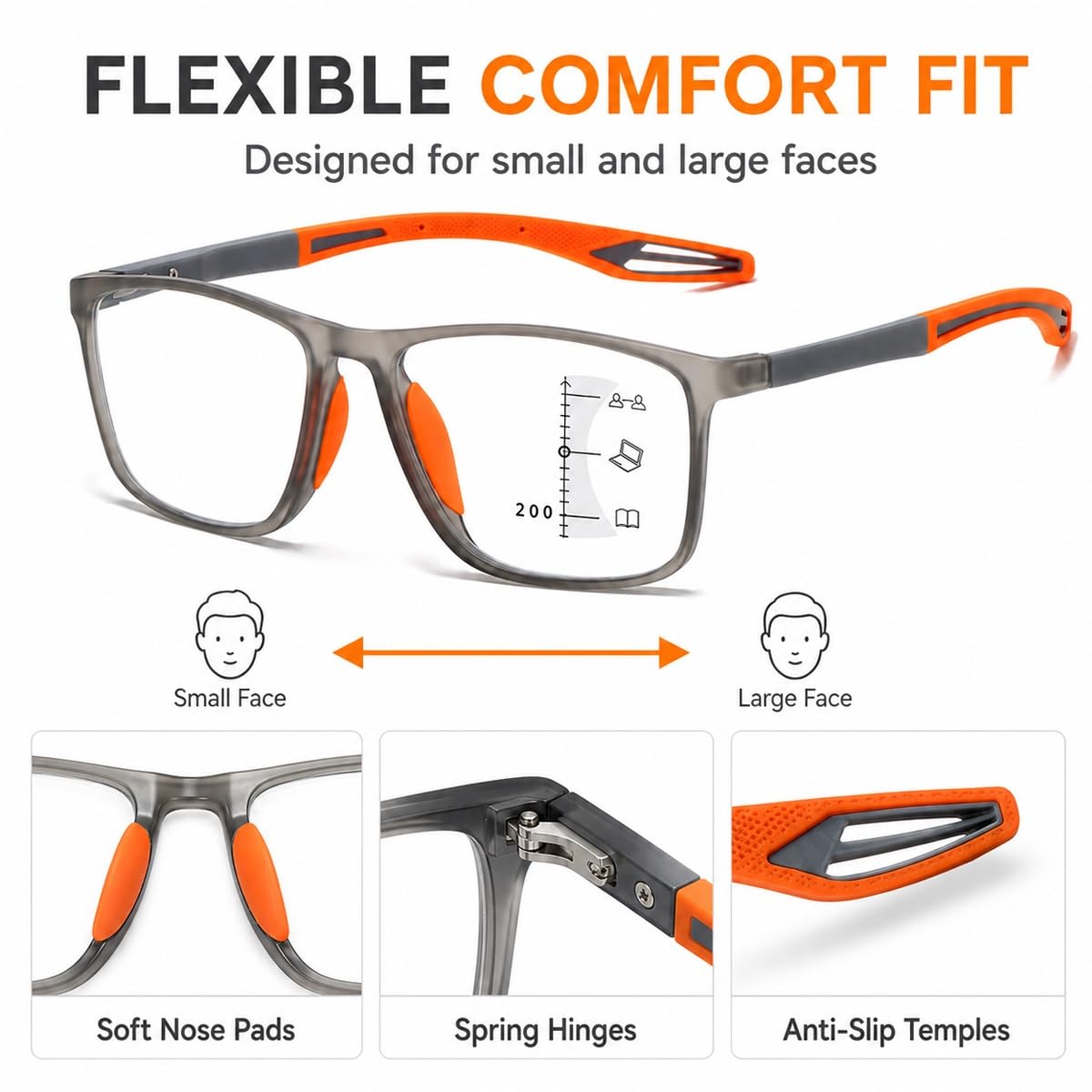 Generisch 3er-Pack Lesebrille Gleitsicht Selbsttönend Damen Herren, Multifokale Computerbrille, Blaulichtfilter, leichte TR90 Fassung