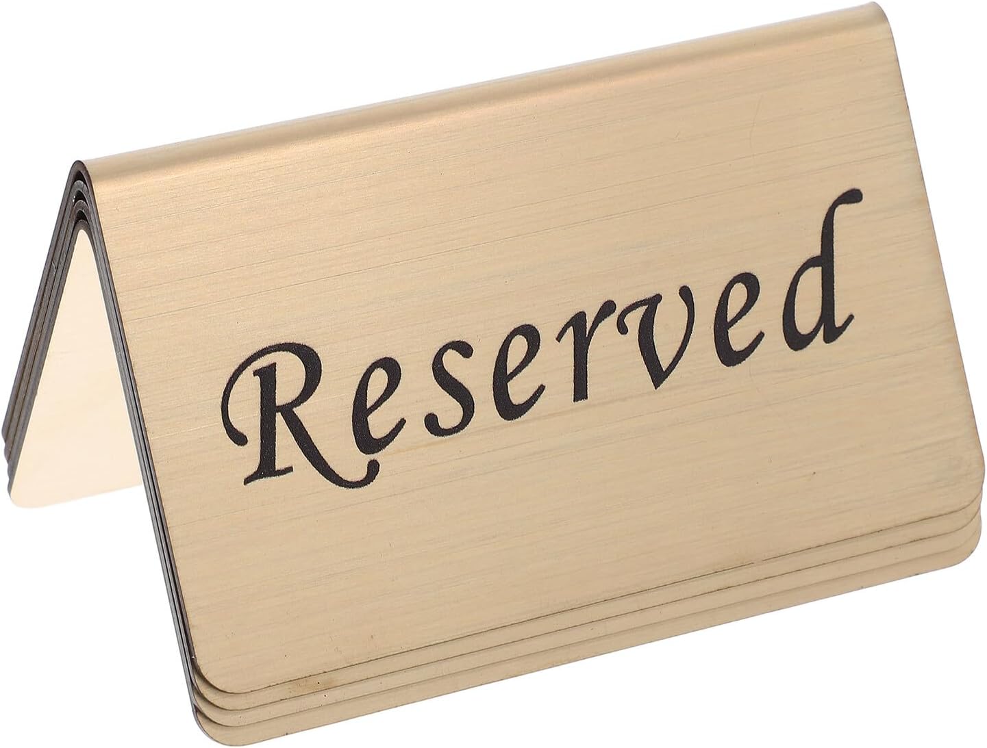 jojofuny Reserved Table Signs for Wedding Party and Restaurant, Stainless Steel V-shaped Tent, Gold Color, 4pcs Set, Reservation Seating Displayware for Banquets and Events