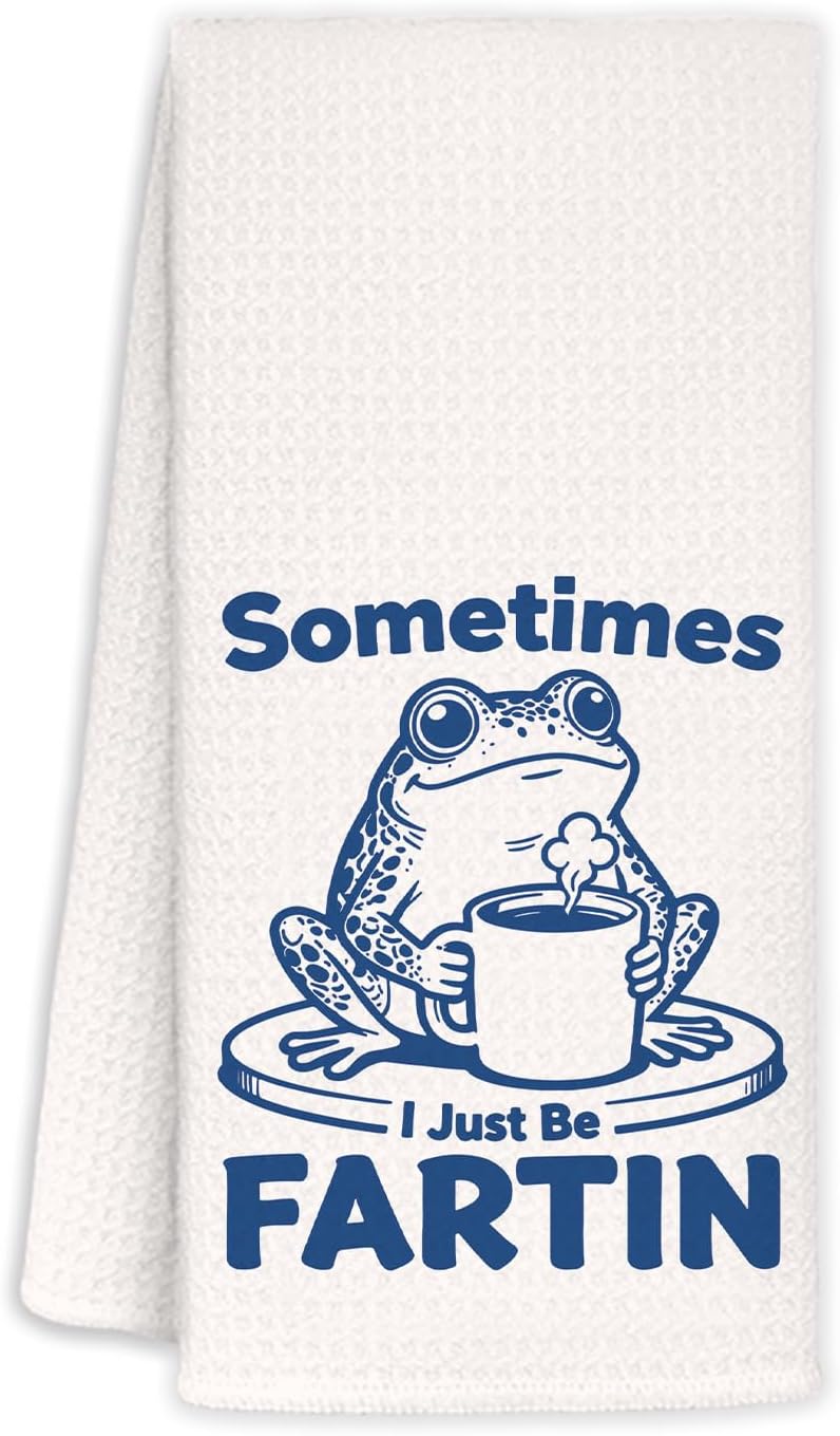 KEUSPI Trendy Funny Blue Striped Kitchen Towels, Literally Born to Dilly Dally Sarcastic Humor Quote Decorative Hand Dish Tea Towels for Kitchen Bathroom, 16x24 Inch